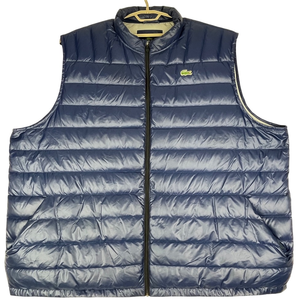Lacoste Puffer Vest Mens 4XL Navy Blue Quilted Full Zip Outerwear BH286B DXL
